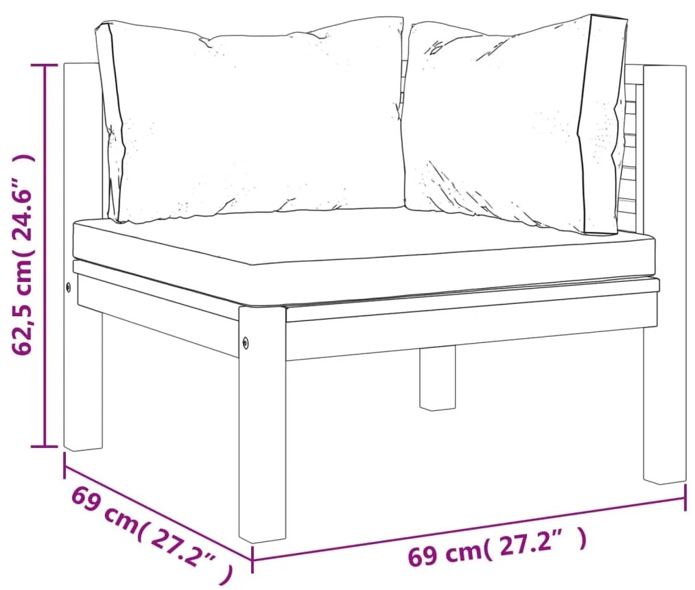6 pcs conjunto lounge de jardim c/ almofadões acácia maciça