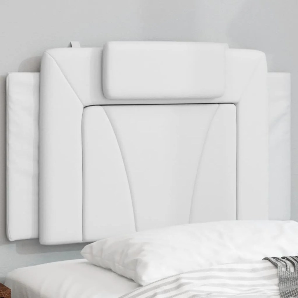 vidaXL Almofadão de cabeceira 80 cm couro artificial branco