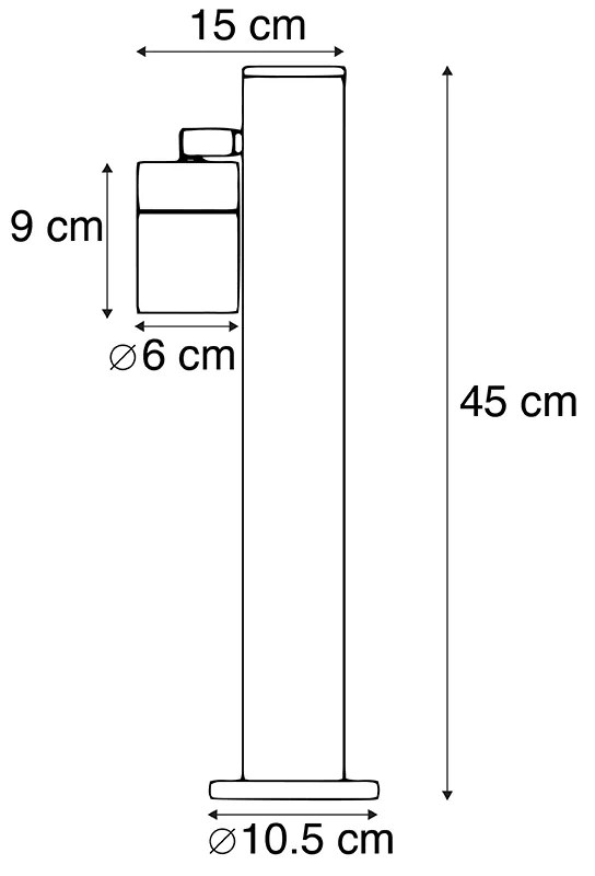 Candeeiro exterior preto IP44 ajustável de 45 cm - Solo Moderno