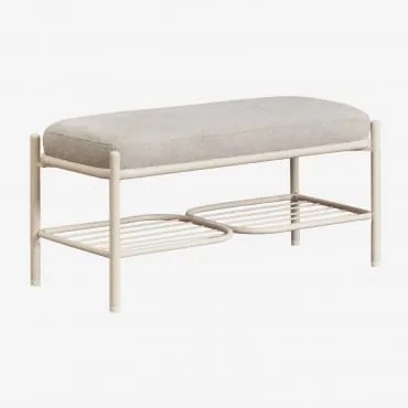 Banco 90 Cm Estofado Anisa Tapioca Bege & Chenille Branco Pérola - Sklum