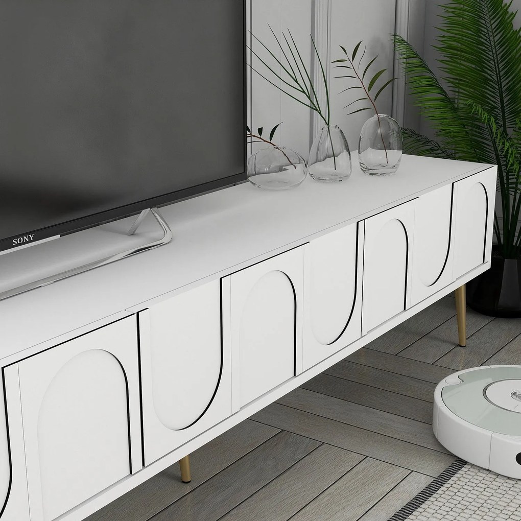 Unidade de TV Lyon – Branco e Dourado – 180 cm x 43 cm x 35 cm