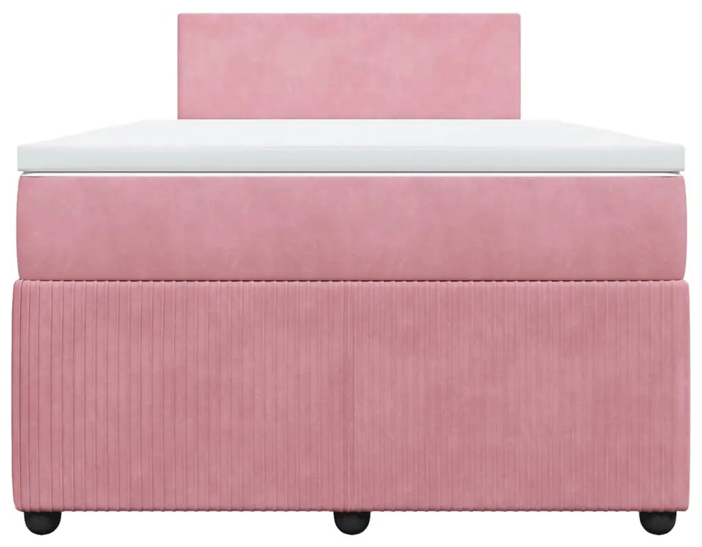 Cama boxspring com colchão 120x190 cm veludo rosa