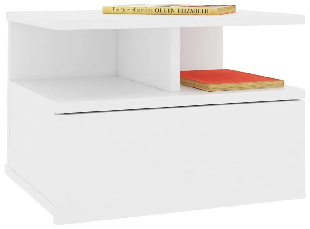 Mesa de cabeceira suspensa 40x31x27 cm contraplacado branco