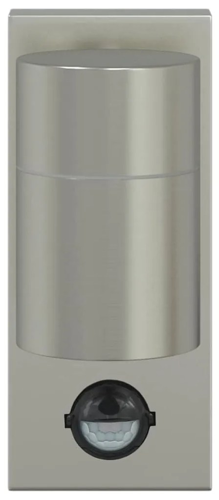 Luzes de Parede Externas com Sensor 2 pcs Prateado Aço Inoxidável IP44