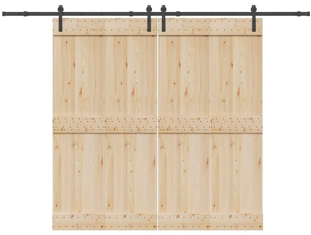 Kit de ferragens para porta deslizante 305 cm aço preto