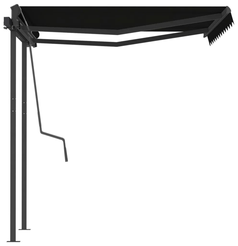 Toldo retrátil manual com postes 3,5x2,5 m antracite