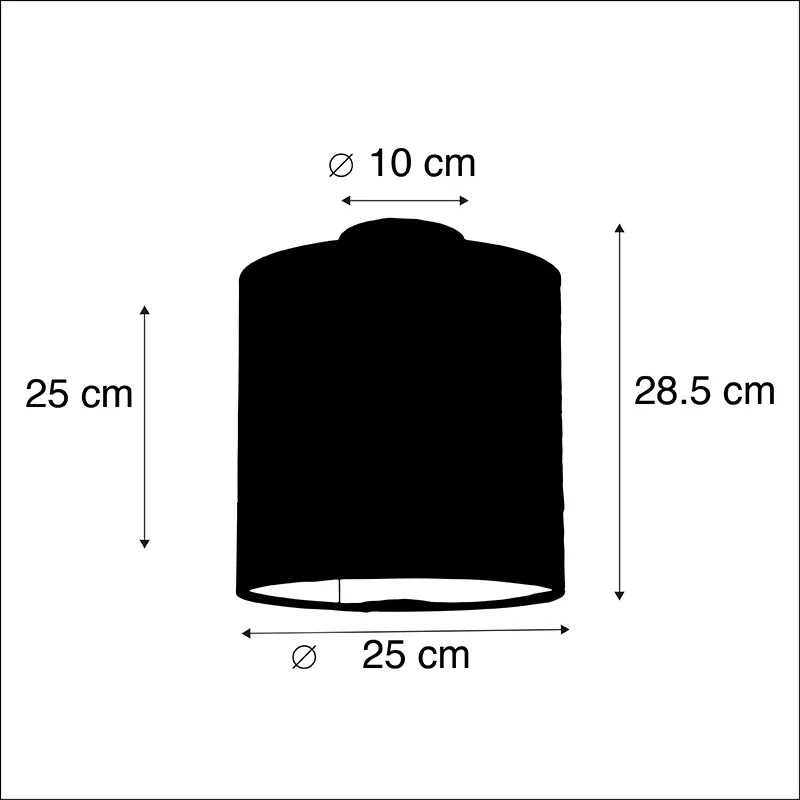 Candeeiro de teto com abajur em veludo verde com dourado 25 cm - Combi preto Country / Rústico