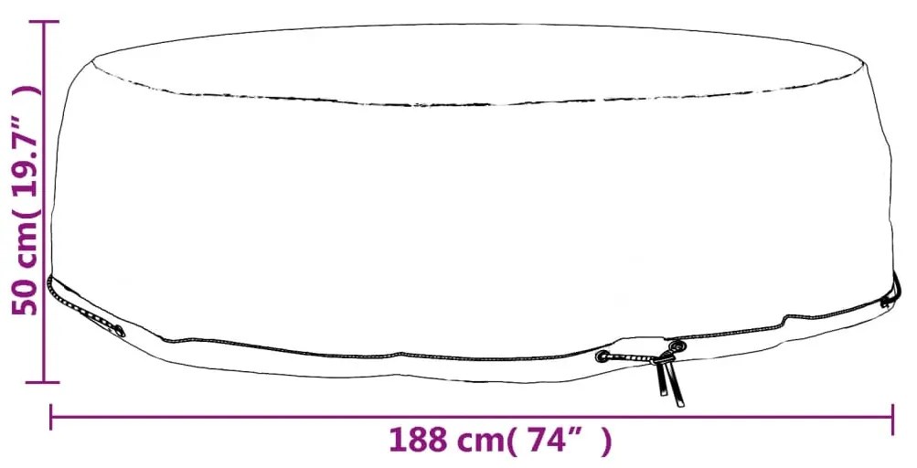 Capa para espreguiçadeira ilha 8 ilhós Ø188x50 cm redondo