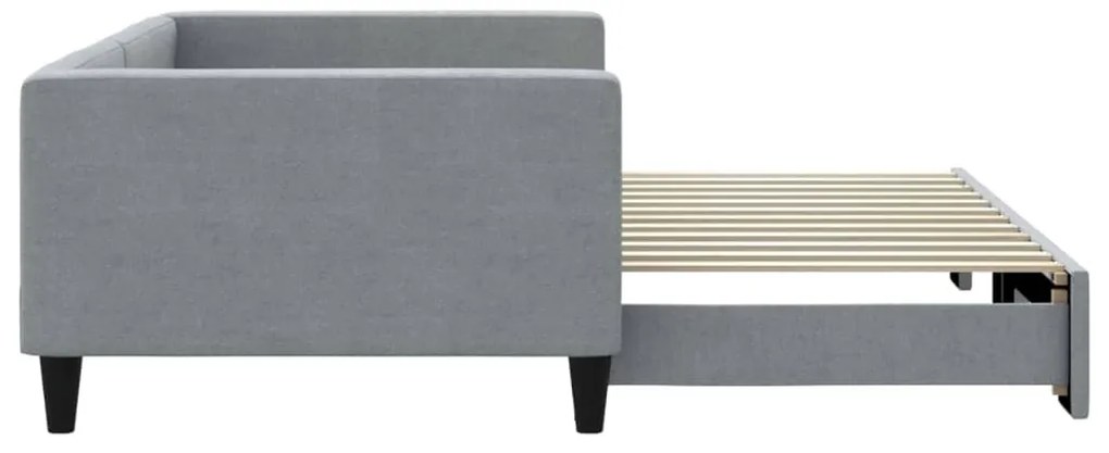 Sofá-cama com gavetão 100x200 cm tecido cinzento-claro