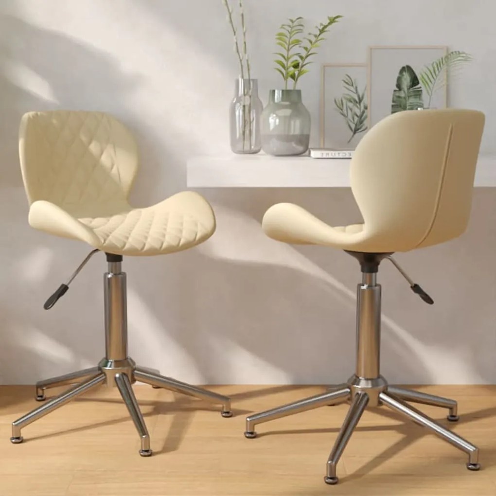 vidaXL Cadeiras de jantar giratórias 2 pcs veludo cor creme