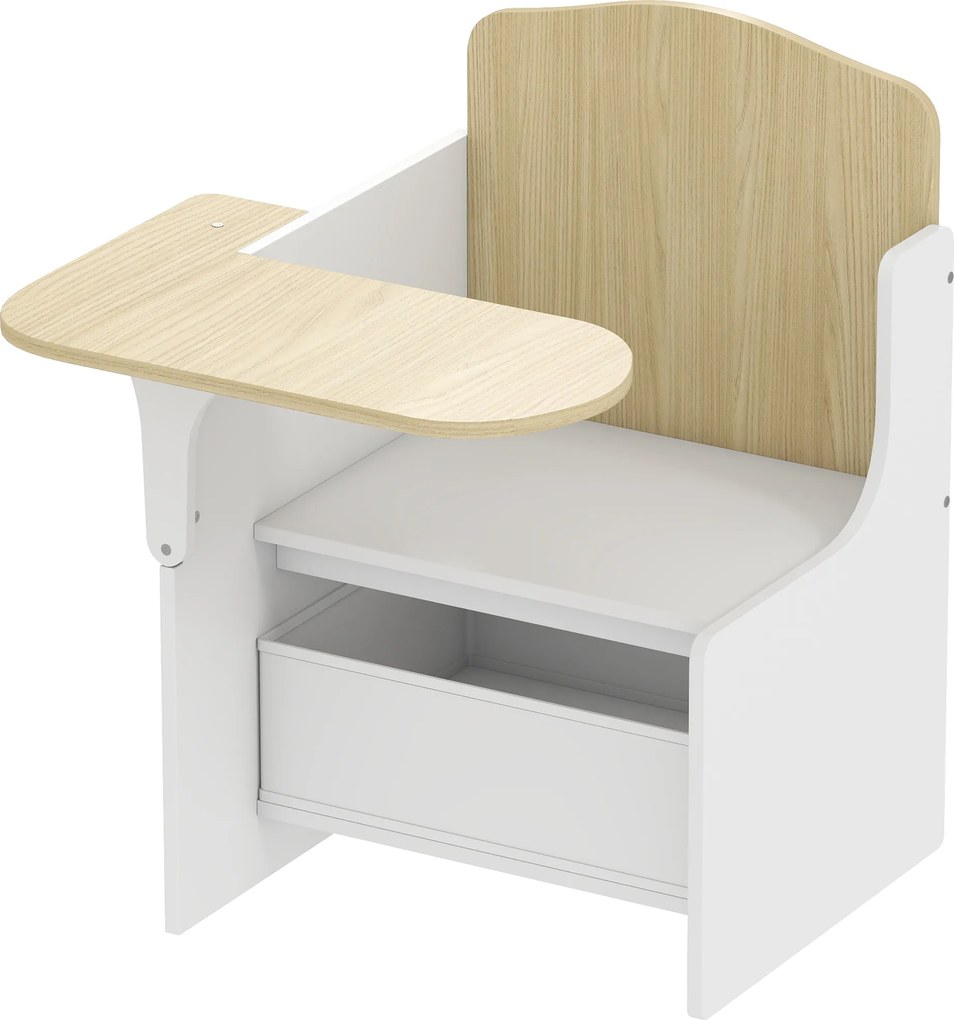 AIYAPLAY Mesa e cadeira para crianças com cesto de arrumação, conjunto de mesa de atividades 2-en-1 para desenho leitura e brincadeiras, branco | Aosom Portugal