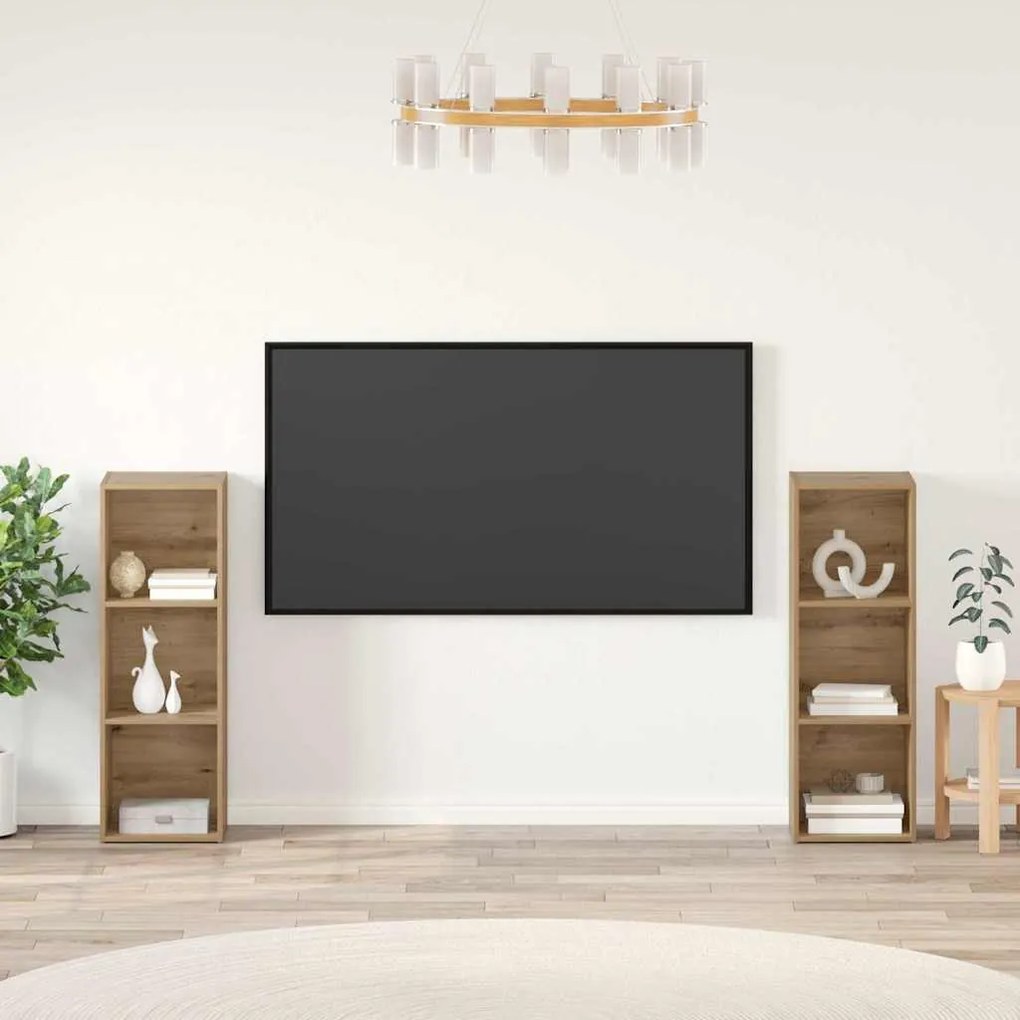 vidaXL Conjunto de móvel de TV com prateleira 2 pcs Carvalho Artesanal