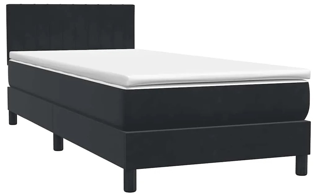 Cama box spring com colchão 90x210 cm veludo preto