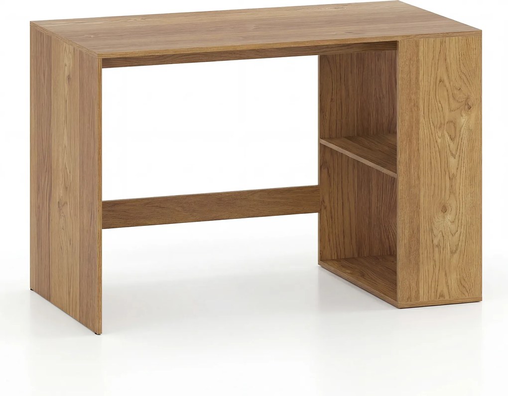 Secretária para Computador, 112 x 60 cm, 2 Estantes Abertas, Natural