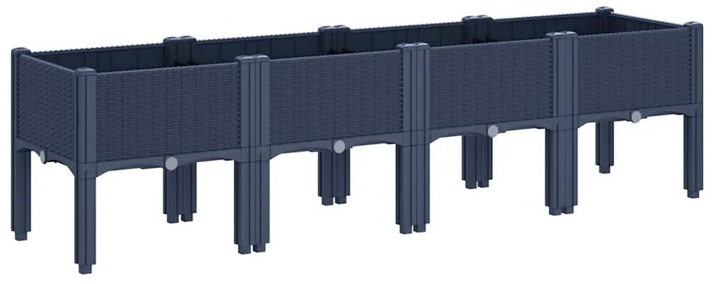 Vaso/floreira de jardim c/ pernas 160x40x42 cm PP cinzento azul