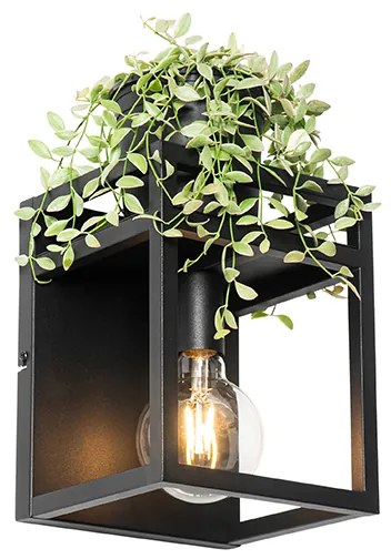 Candeeiro de parede industrial preto com prateleira - Cage Rack Industrial