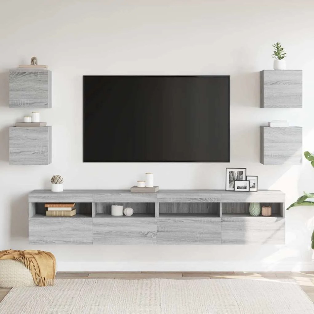 Móveis de TV de parede 4 pcs 30,5x30x30 cm cinzento sonoma