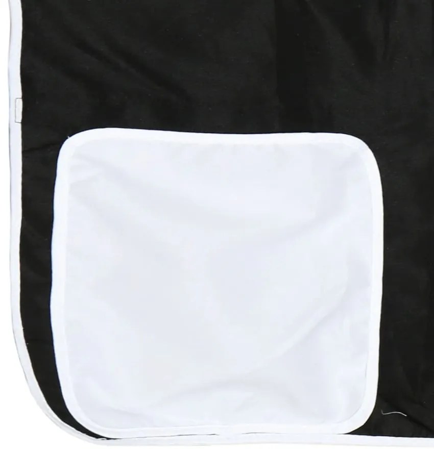 Cama alta criança c/ cortina 80x200cm pinho maciço branco/preto