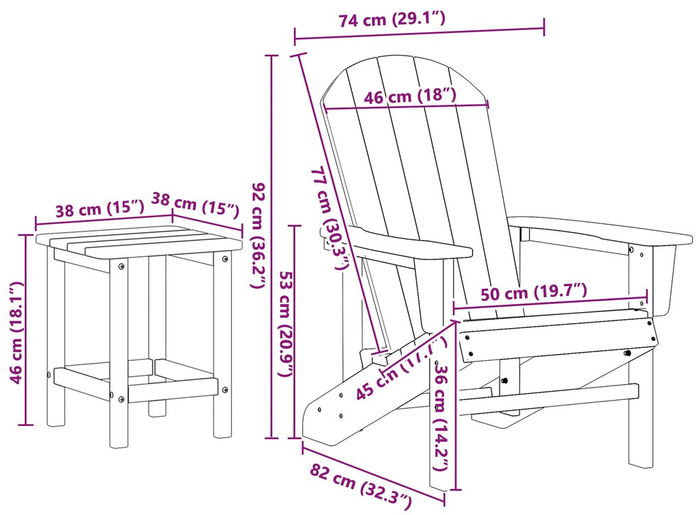 Conjunto de Lounge para Jardim de 3 Peças Preto HDPE