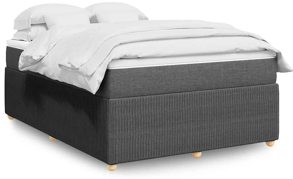 vidaXL Cama com molas/colchão 140x190 cm tecido cinzento-escuro
