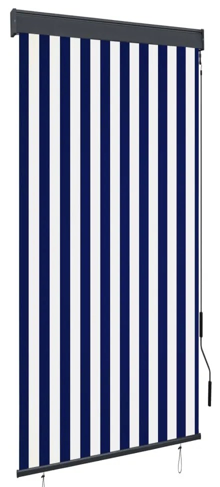 Estore de rolo para exterior 100x250 cm azul e branco