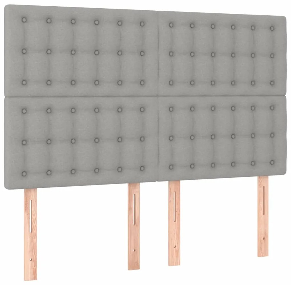 Estrutura de cama sem colchão 140x200 cm tecido cinzento-claro