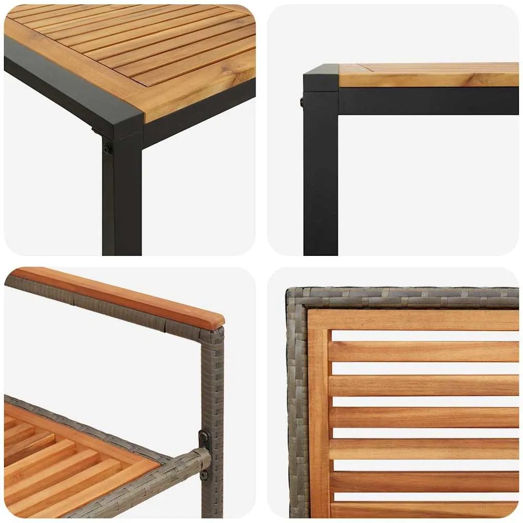 Conjunto de Jantar para Jardim vidaXL 5 Peças Cinza de Polyrattan e Ac