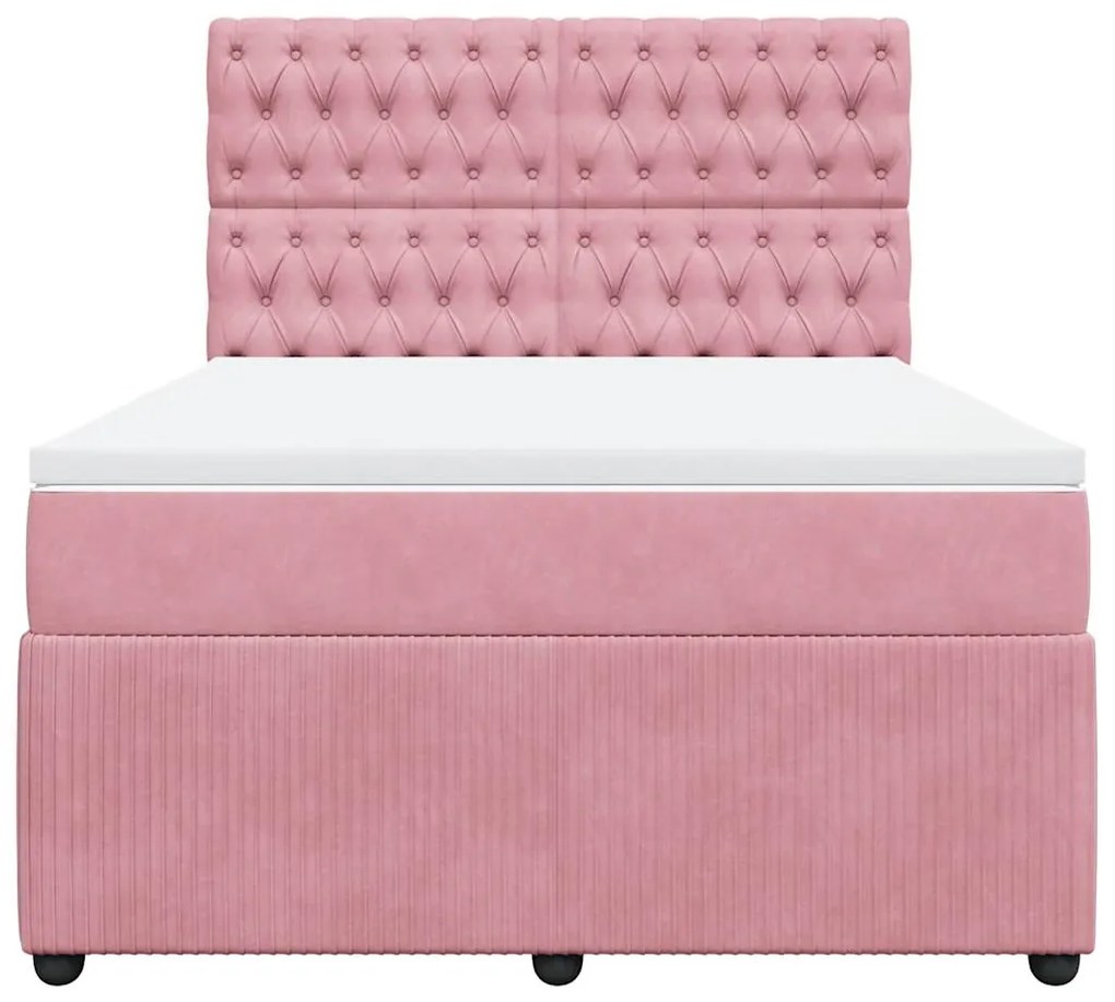 Cama com molas/colchão 160x200 cm veludo rosa