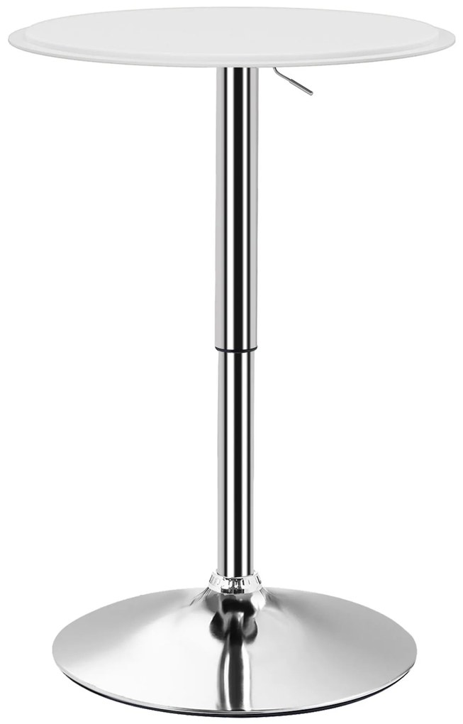 HOMCOM Mesa de Bar com Altura Ajustável Giratória 360° com Base Redonda Mesa Alta Moderna para Cozinha Sala de Jantar Ø63x67-93 cm Branco