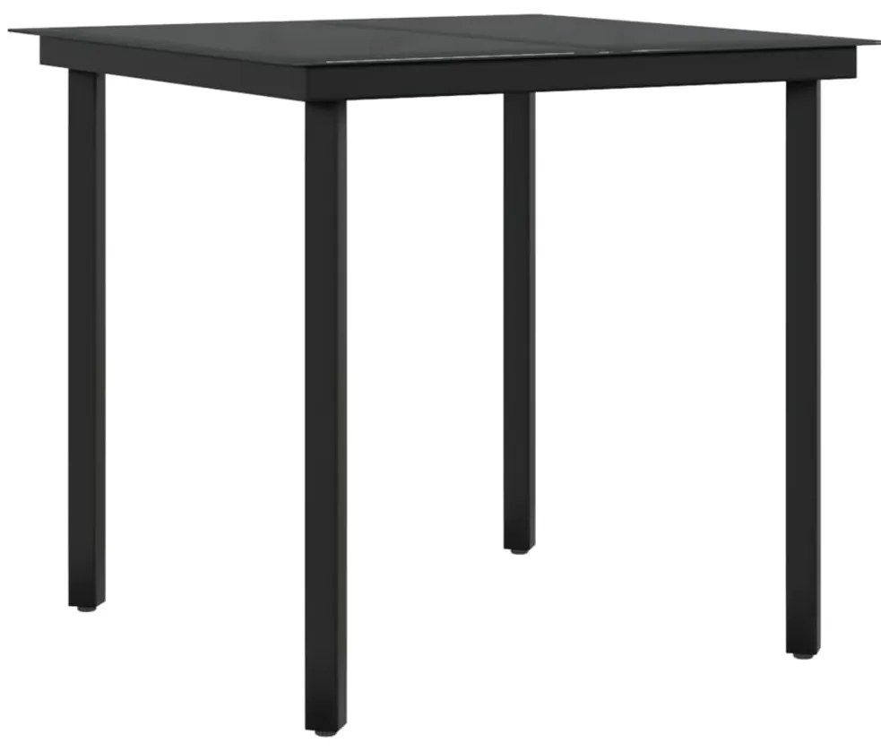3 pcs conjunto de jantar para jardim com almofadões preto