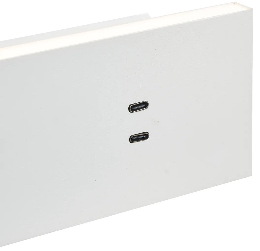 Candeeiro de Parede Branco Ajustável com USB-C incl. LED - Modric Moderno