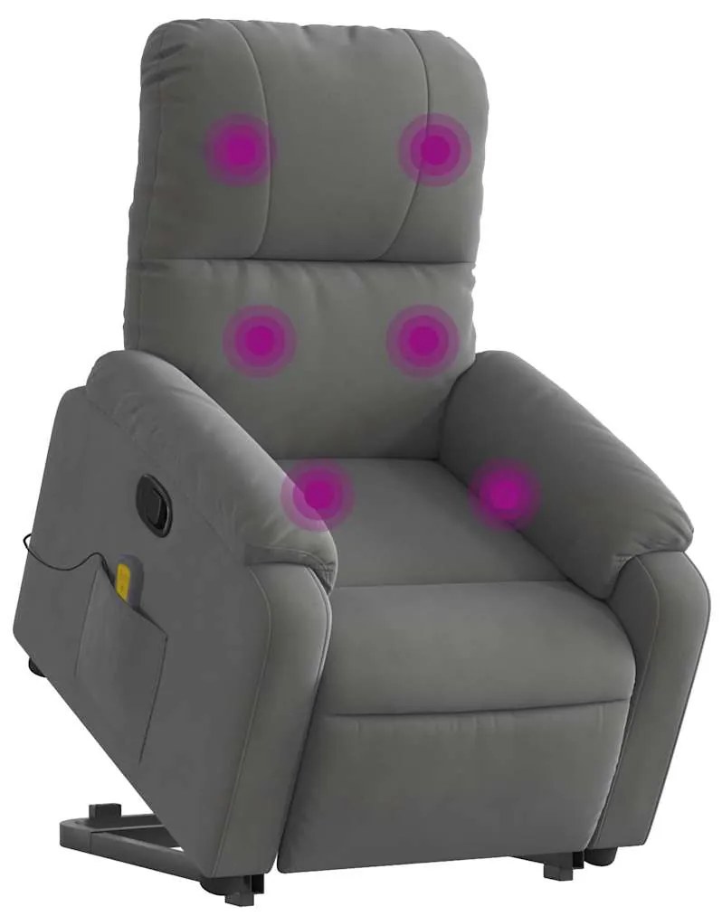 Poltrona massagens reclin. elevatória microfibra cinza-escuro