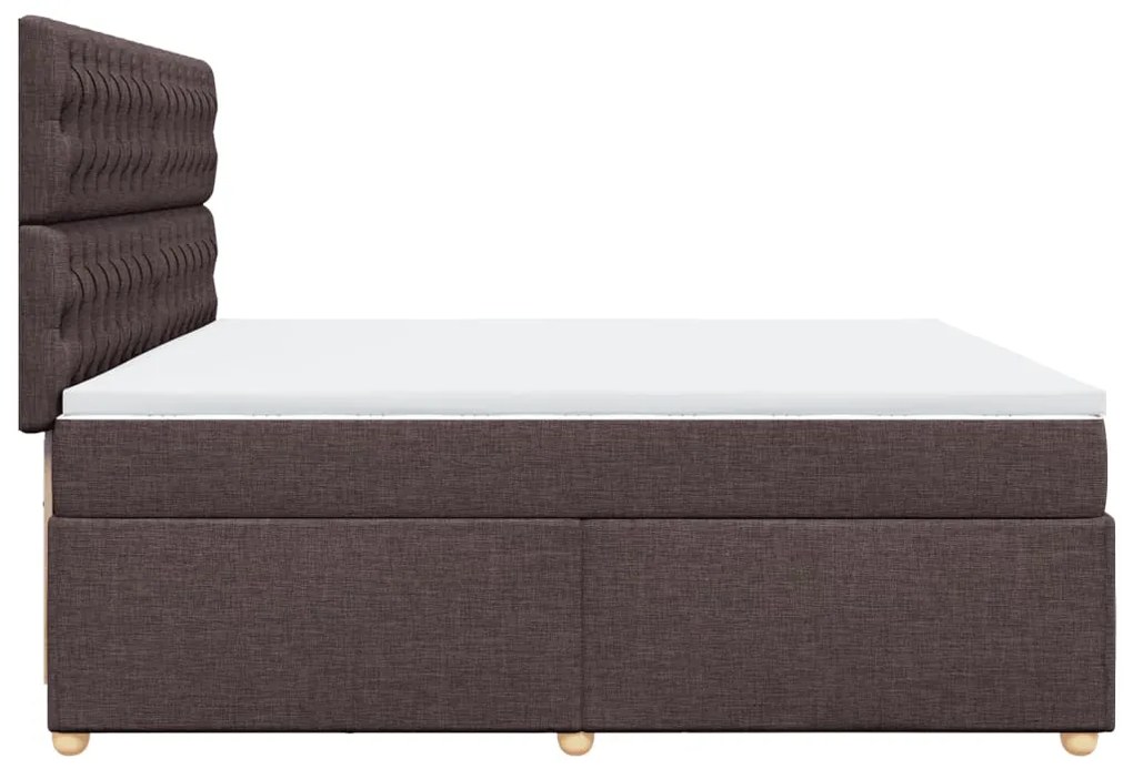 Cama com molas/colchão 200x200 cm tecido castanho-escuro