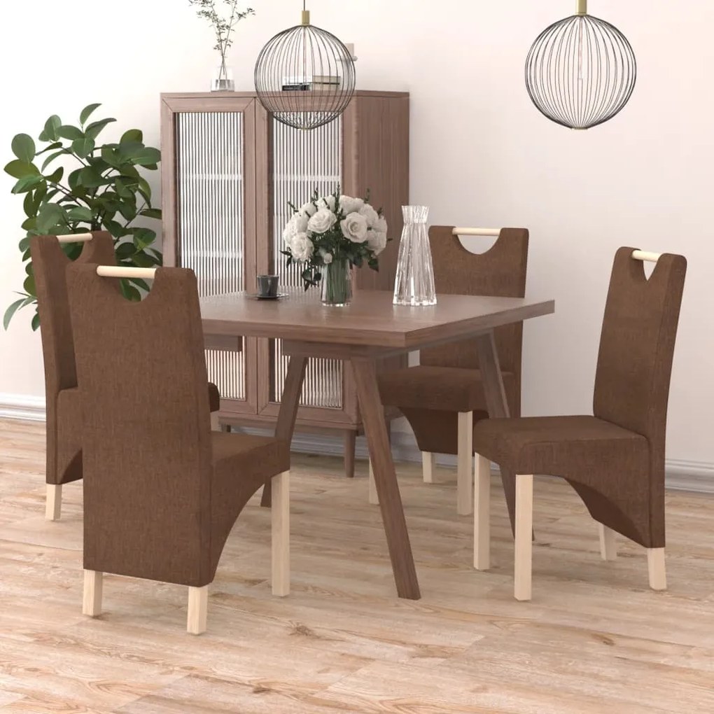 vidaXL Cadeiras de jantar 4 pcs tecido castanho