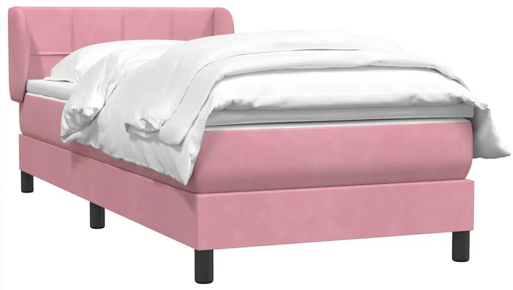 Cama com molas/colchão 100x220 cm veludo Rosa