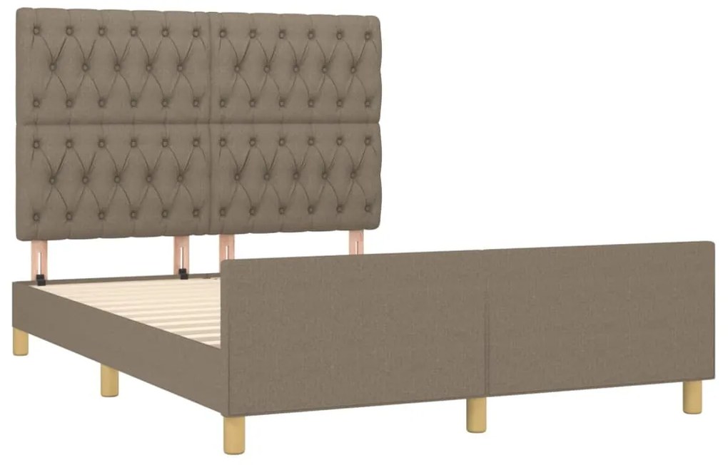 Cama sem colchão 140x190 cm tecido castanho-acinzentado
