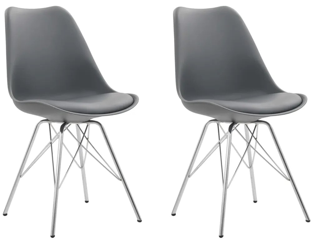 vidaXL Cadeiras de jantar 2 pcs couro artificial cinzento