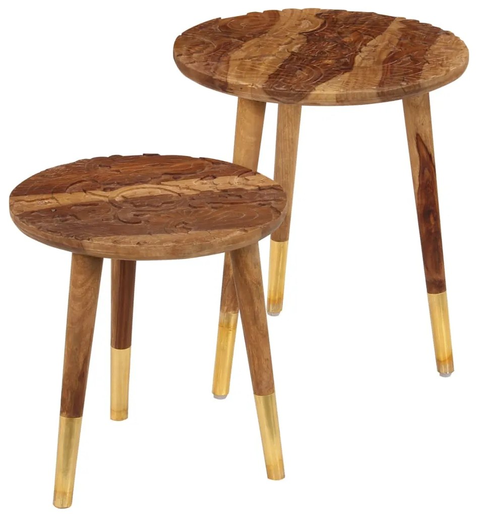 vidaXL Mesas de centro 2 pcs madeira maciça
