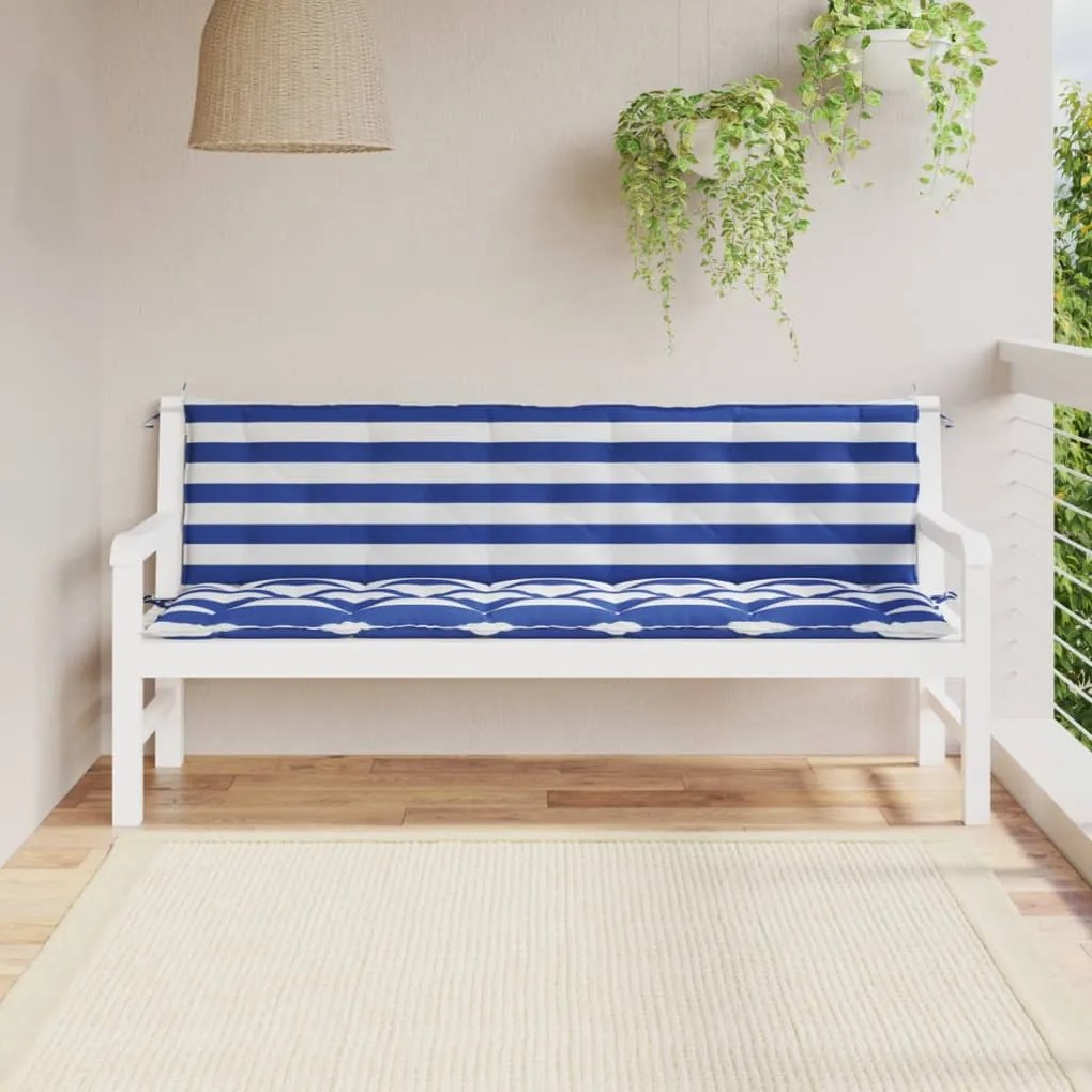 vidaXL Almofadões p/ banco de jardim 2pcs oxford riscas azul/branco