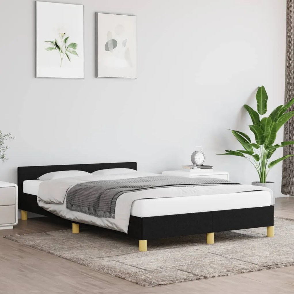 Estrutura de cama sem colchão preto 120x190 cm tecido