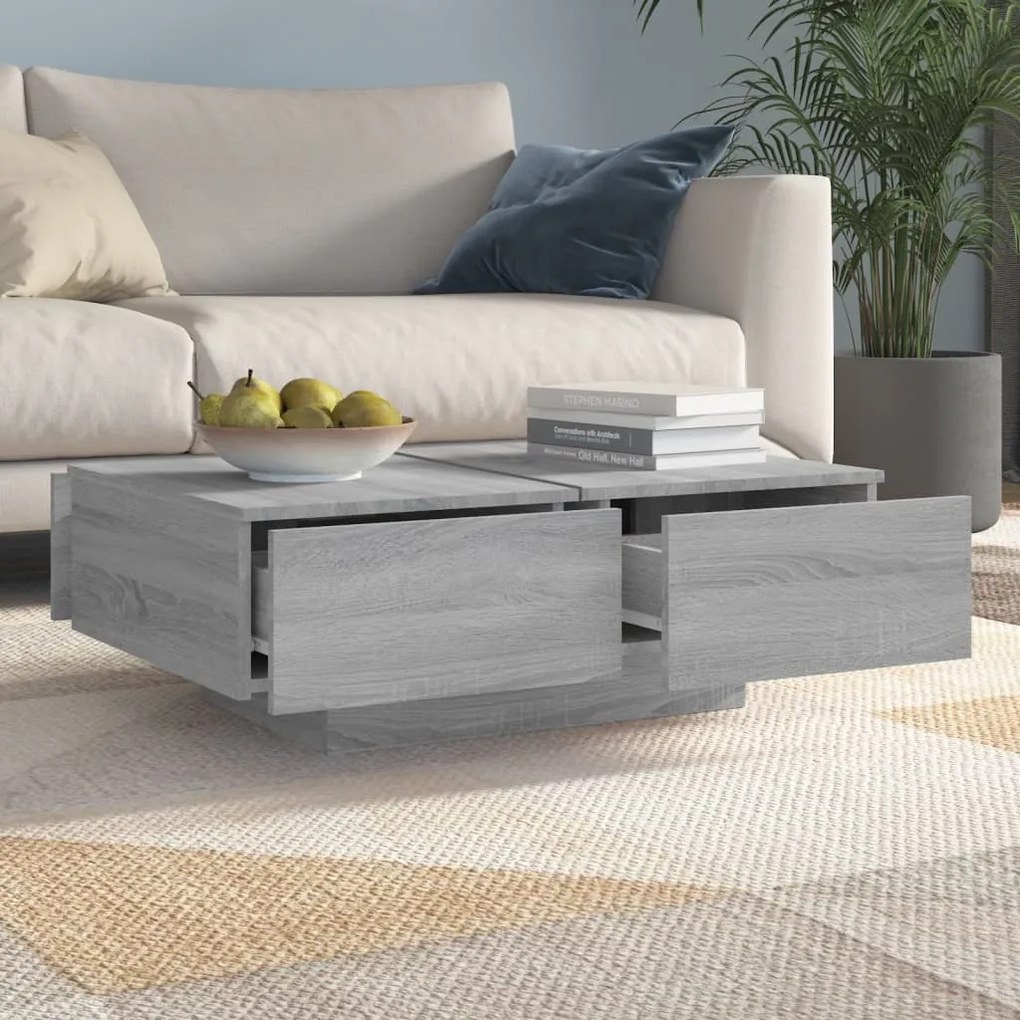 Mesa de centro 90x60x31 cm derivados de madeira cinzento sonoma