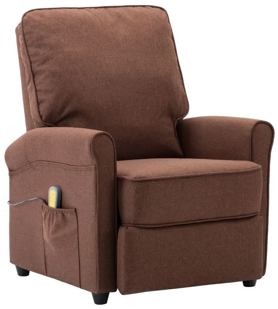 Poltrona de massagens reclinável tecido castanho