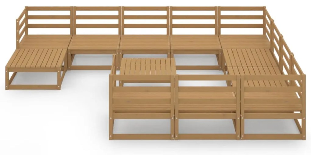 12 pcs conjunto lounge de jardim pinho maciço