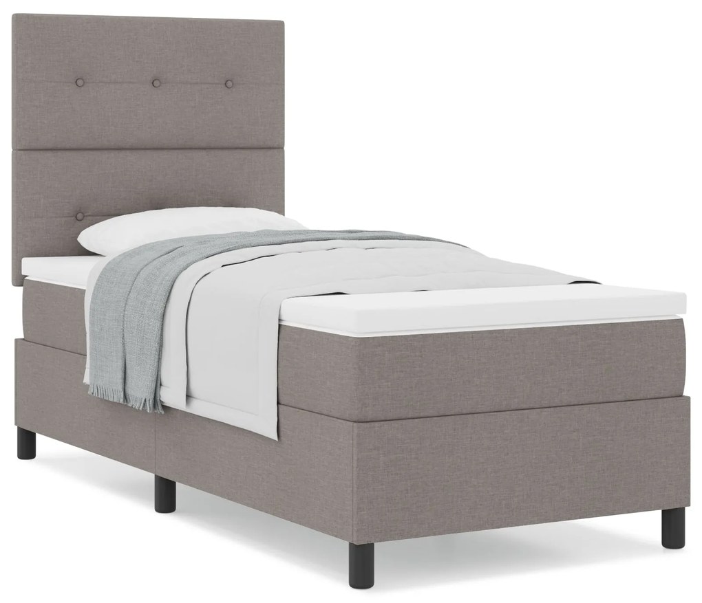 Cama Box Spring com Colchão Taupe 100x200 cm Tecido