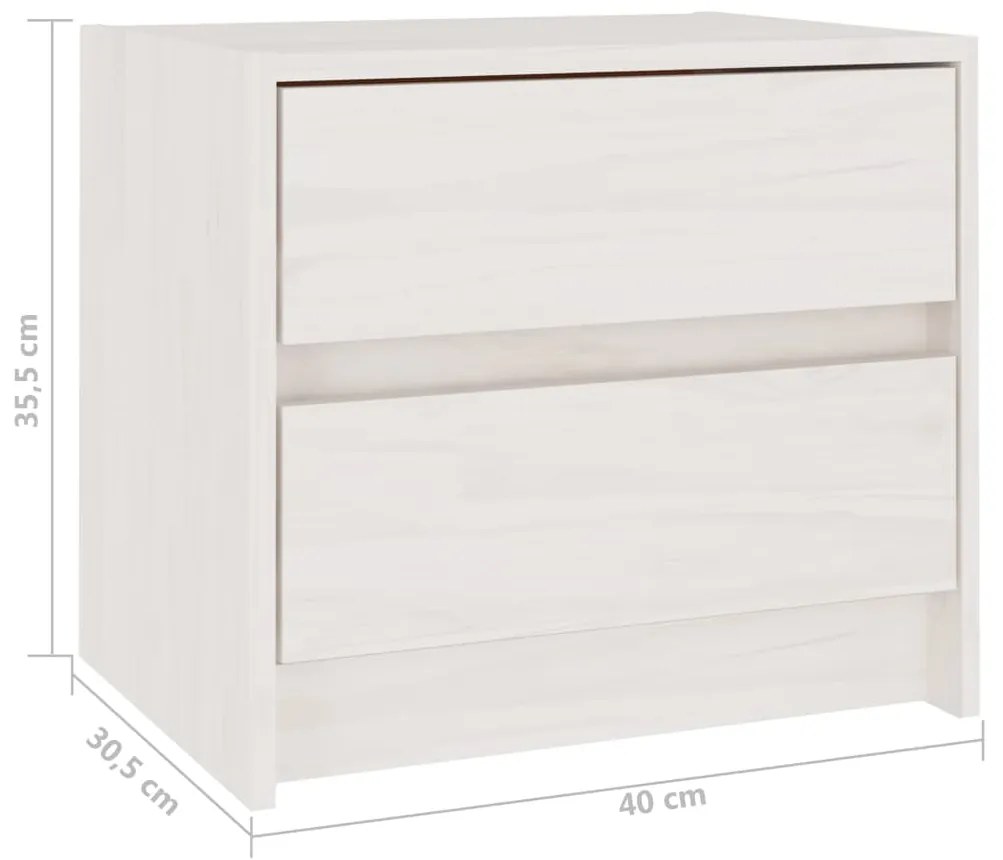 Mesa de cabeceira 40x30,5x35,5 cm pinho maciço branco