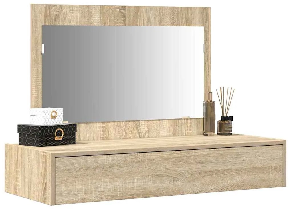 Mesa de Maquiagem Suspensa Carvalho Sonoma 100x40x70 cm