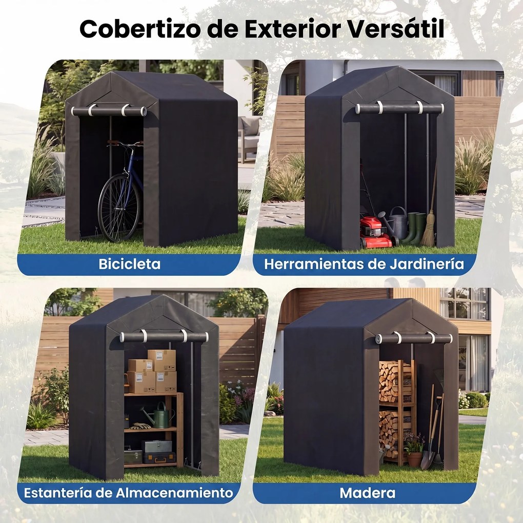 Abrigo de Jardim para Arrumação, 92 x 150 x 150 cm, Estrutura Galvanizada, Cinzento-escuro