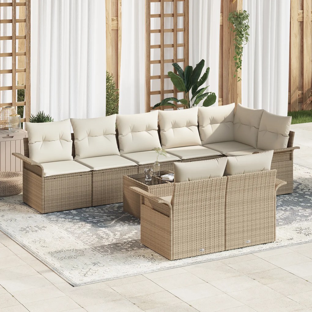 vidaXL Conjunto de Sofás de Jardim de 9 Peças da com Almofadas de Rattan Marrom