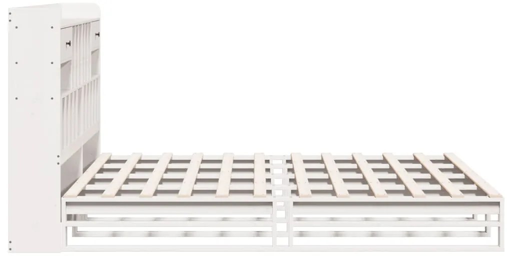 Cama com estante sem colchão 200x200 cm pinho maciço branco