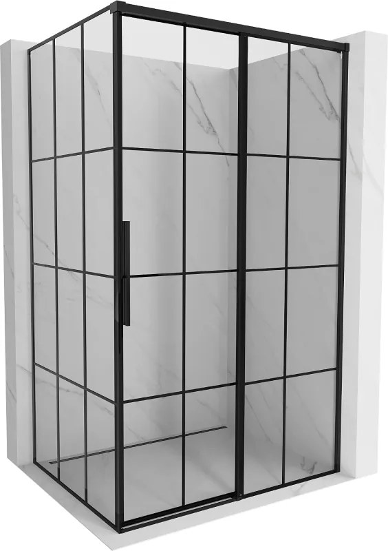 Mexen Rox cabine de duche deslizante direita 155 x 70 cm, grelha preta, preta - 8C2-155-070-70-77-P